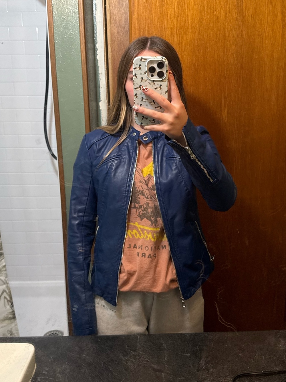 GUESS Royal Blue Faux Leather Moto Jacket XS